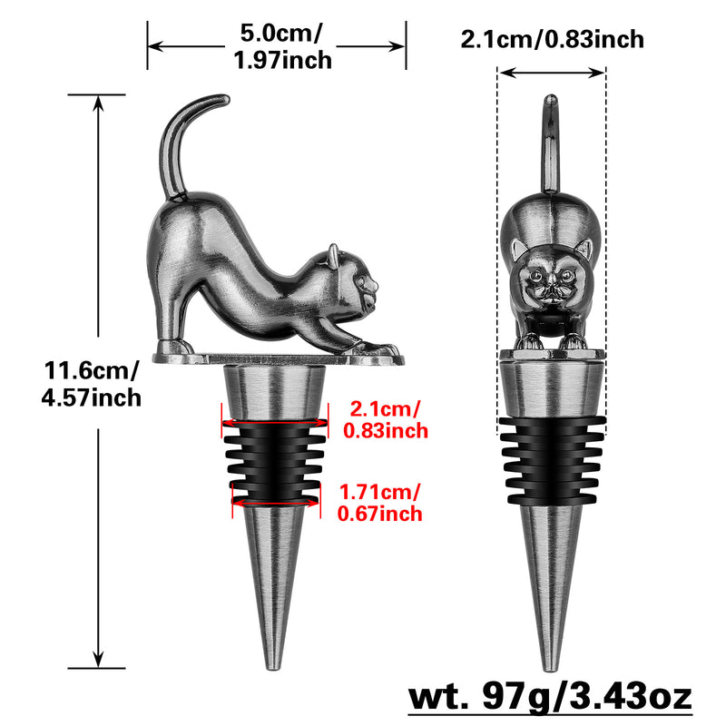 Elegant Upturned Cat Shaped Red Wine Stopper Set With Metallic Luster Bottle Stopper Gift Box