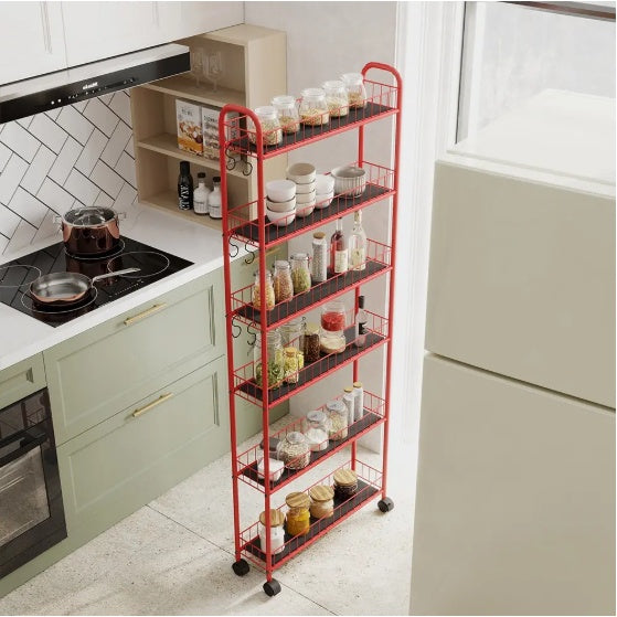 6-Tier Rolling Cart Gap Kitchen Slim Slide Out Storage Tower Rack With Wheels