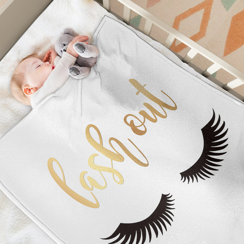 Long Eyelashes Printed Throw Blanket Plush