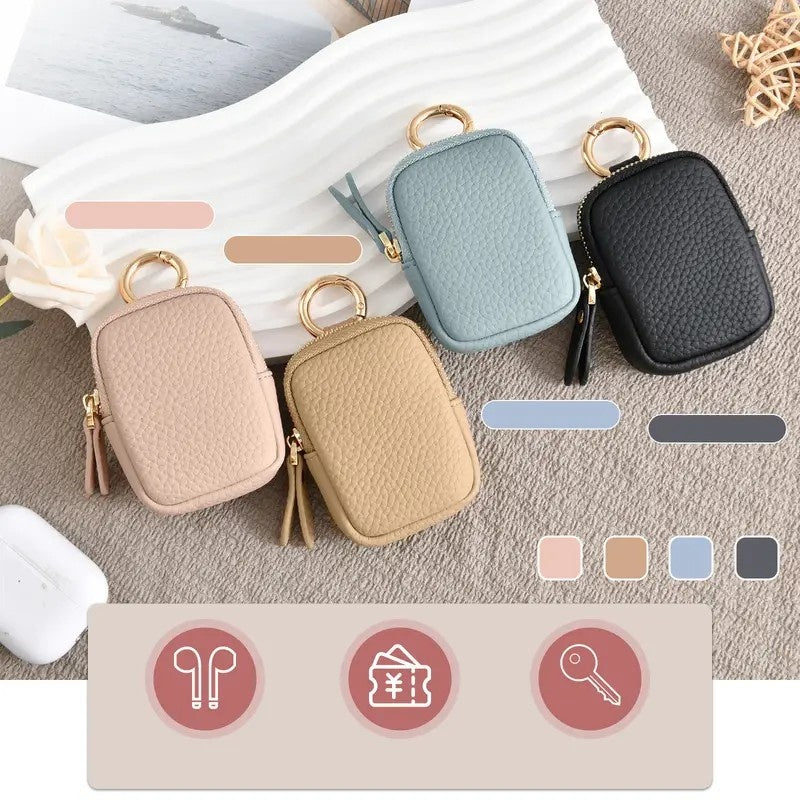 Leather Coin Purse, Small Change Purse Keychain Wallet For Women