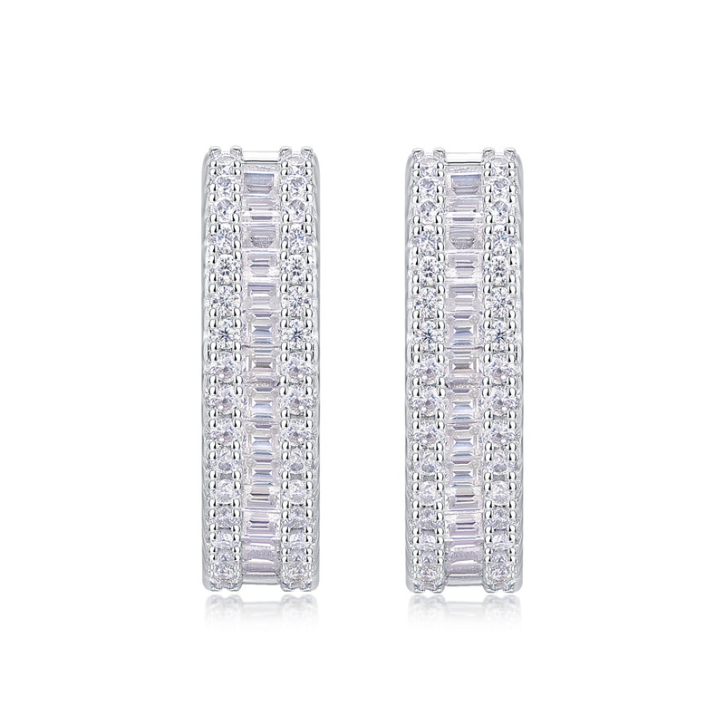 Woven Light Luxury Fashion Diamond Earrings Stud Inlaid With Mosan Diamond Silver Ornaments