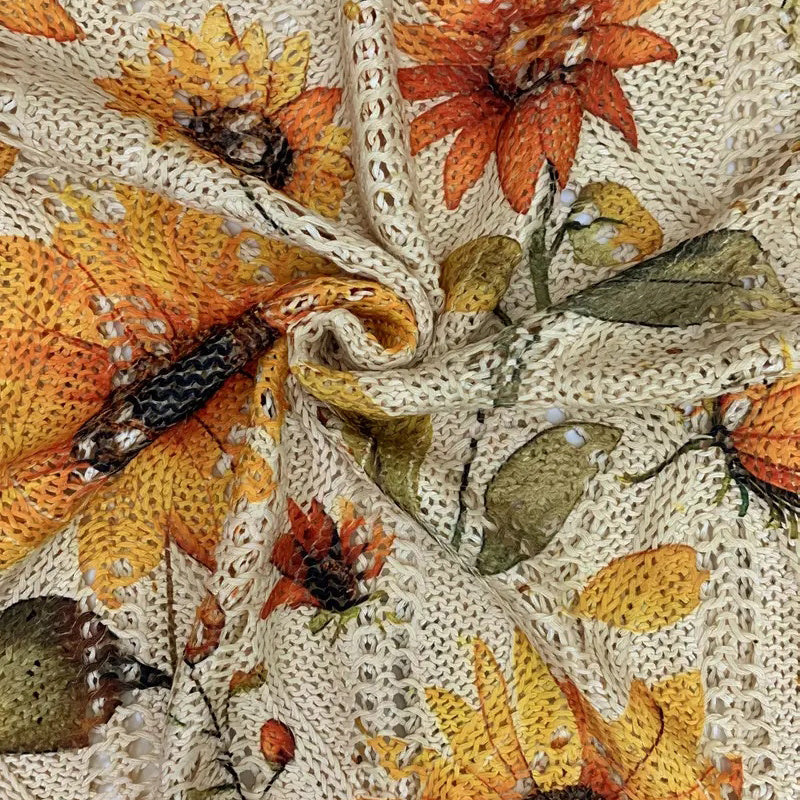 Women's Sunflower Print Sweater Hollow