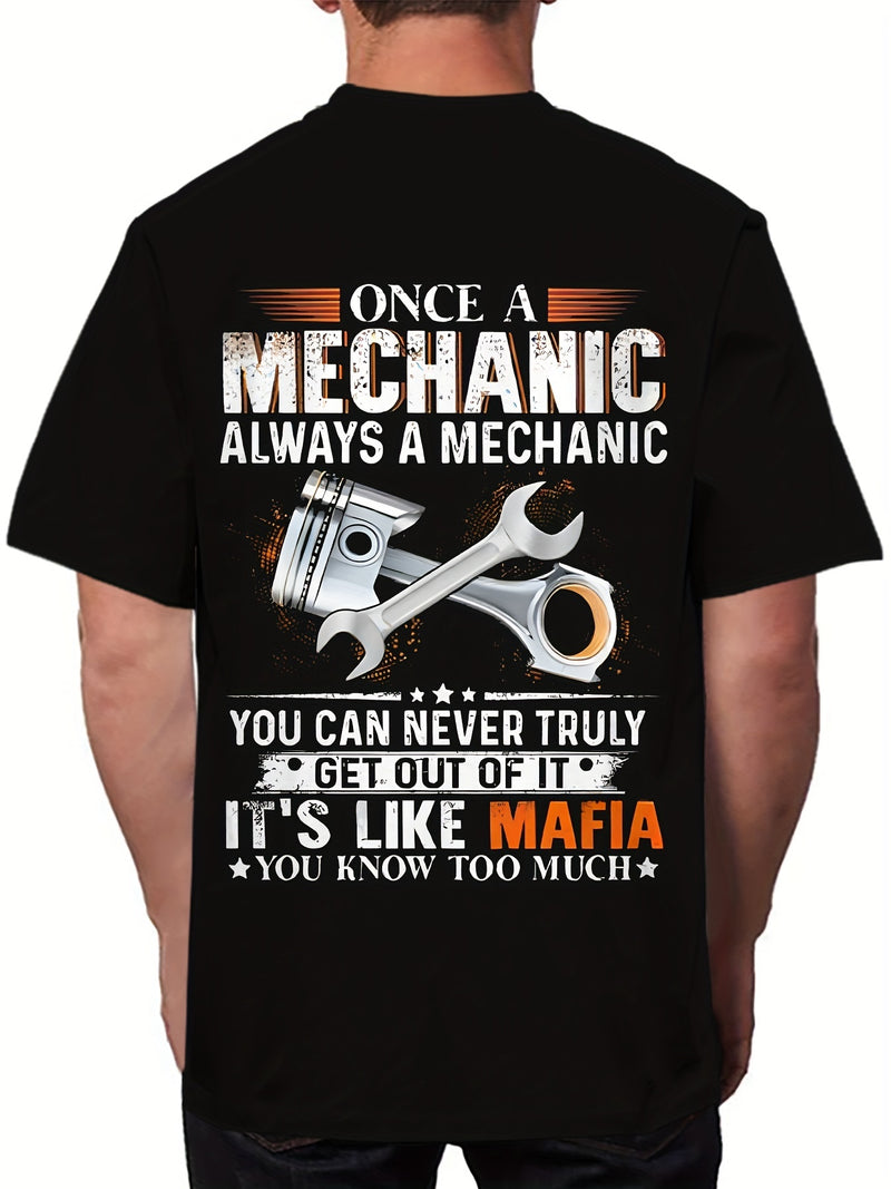 Men's Tool Printed T-shirt, Casual Short Sleeved Round Neck T-shirt, Men's Outdoor T-shirt