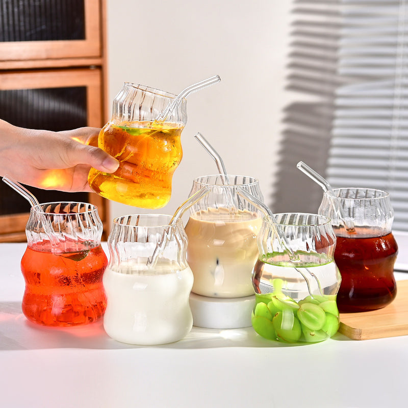 6 Pcs 19 Ounce Glass Straw Cup