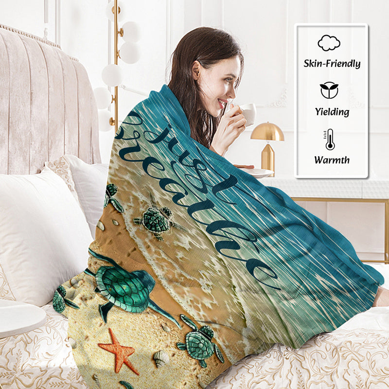 Tropical Baby Sea Turtle Flannel Fleece Blanket
