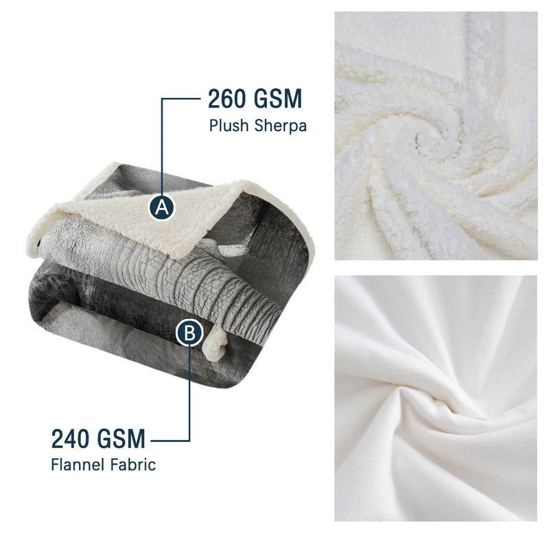 3D Elephant Printed Sherpa Fleece Blanket