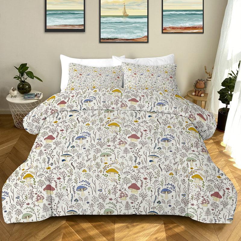 3 Pieces Mushroom Decoration Comforter Set Soft Bedding Set