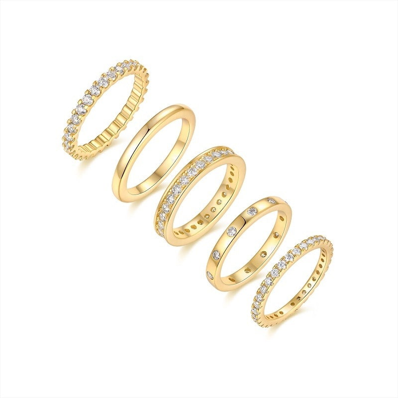 Golden Stars - Fashionable Men's And Women's Ring And Ring Jewelry Set