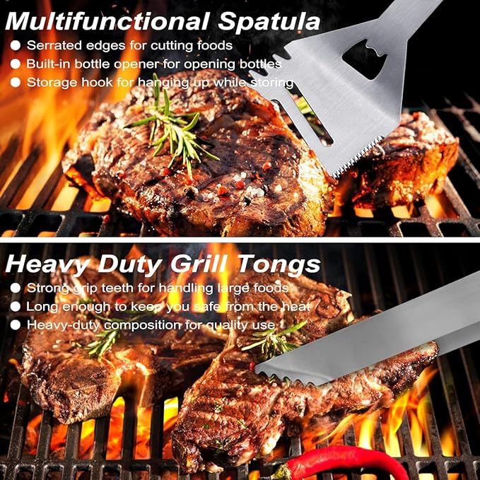 POLIGO 29 PCS BBQ Grill Accessories Stainless Steel BBQ Tools Grilling Tools Se