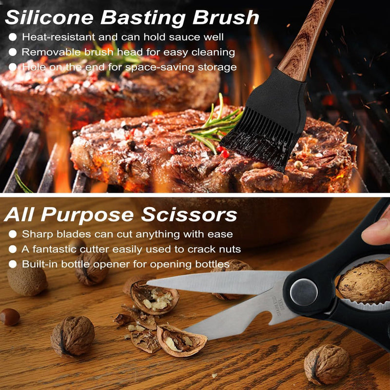 POLIGO 29 PCS BBQ Grill Accessories Stainless Steel BBQ Tools Grilling Tools Set