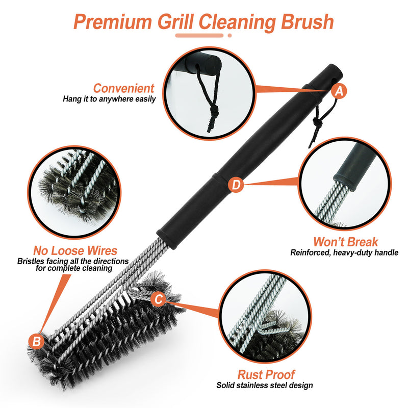 1 Set BBQ Grill Cleaning Brush Stainless Steel Barbecue Cleaner