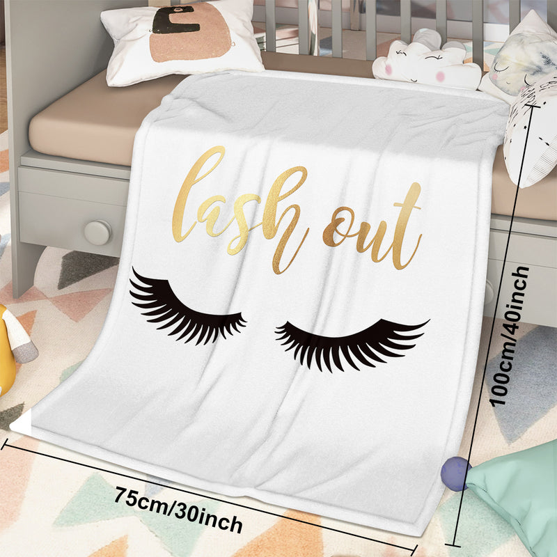 Long Eyelashes Printed Throw Blanket Plush