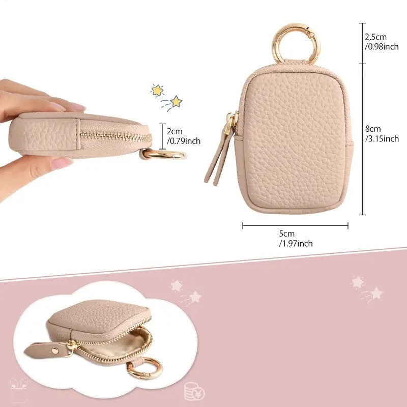 Leather Coin Purse, Small Change Purse Keychain Wallet For Women