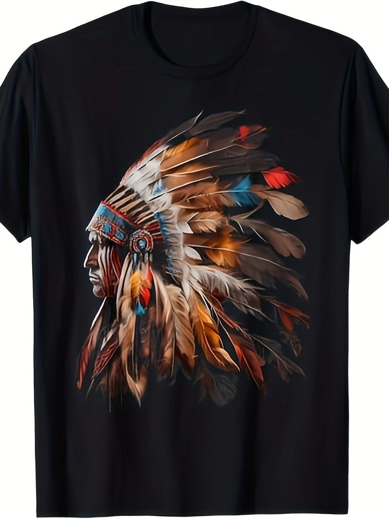 Indian Headdress Pattern T-shirt For Men,