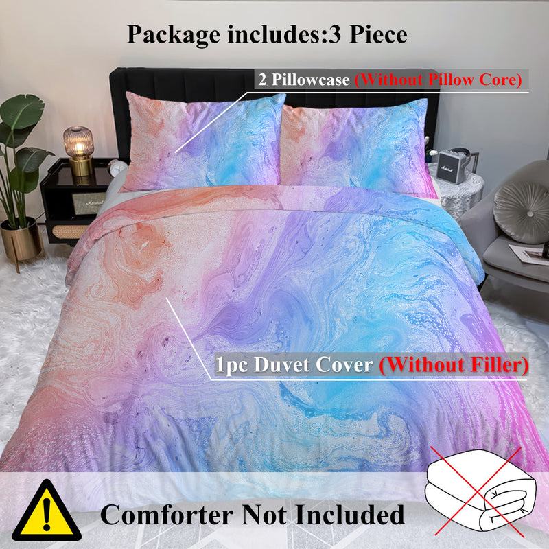 Luxury Bedding Set Rainbow Marble Duvet Cover Set