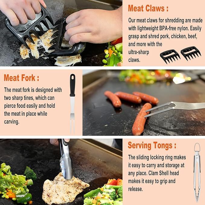 38PCS Griddle Accessories Kit, Professional Grill Tools Set For Outdoor Barbecue