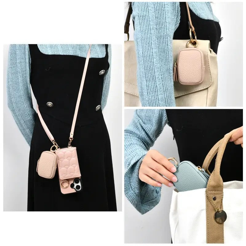 Leather Coin Purse, Small Change Purse Keychain Wallet For Women