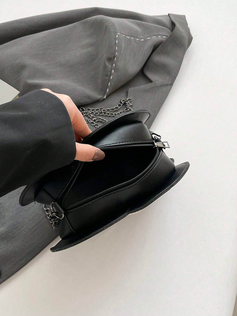Retro Hat Bag 2025 New Style Temperament Fashion Color Matching Chain Bag