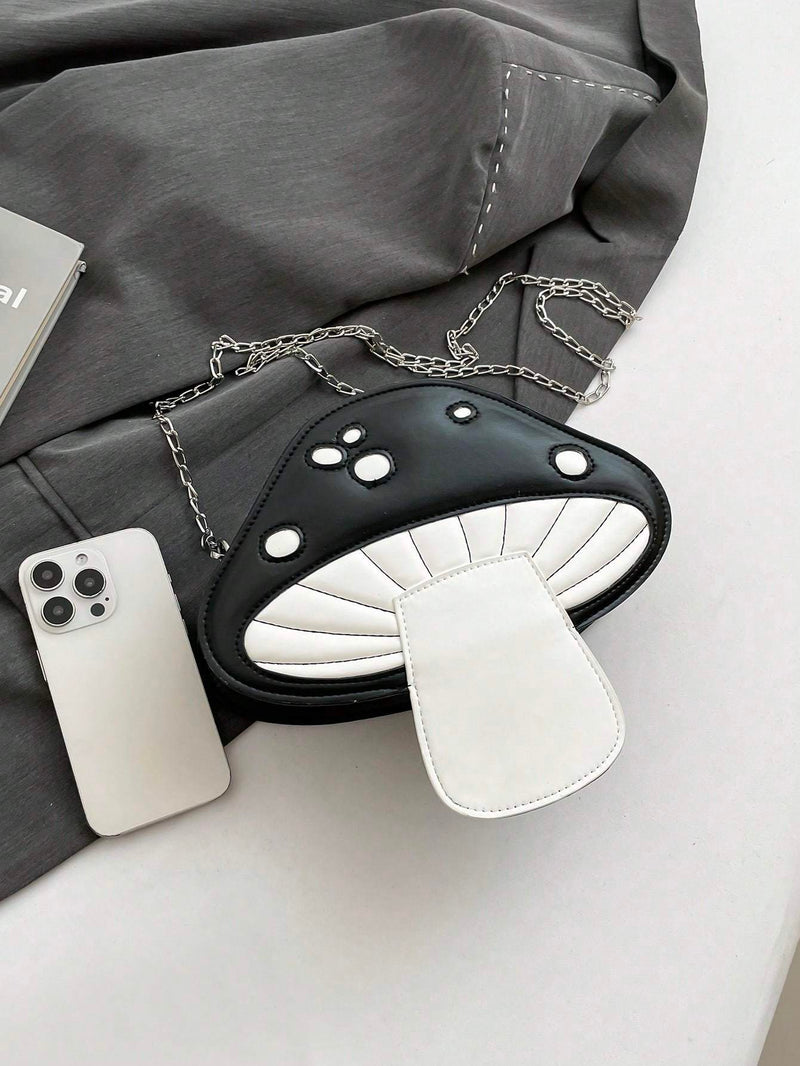 Foreign  2025 Summer New Contrast Color Simulation Mushroom Crossbody Chain Bag