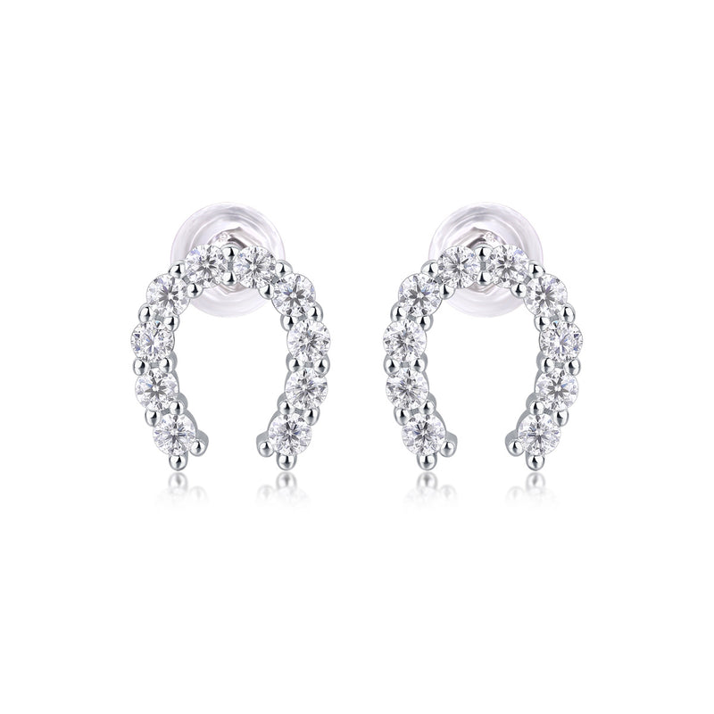 Keep Happiness Diamond Set Moissanite Silver Earrings Luxury Fashion Diamond Earrings Stud Earrings