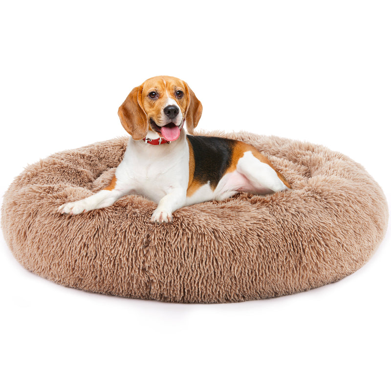 24 Inch Anti-Slip Round Fluffy Plush Faux Fur Cat Bed