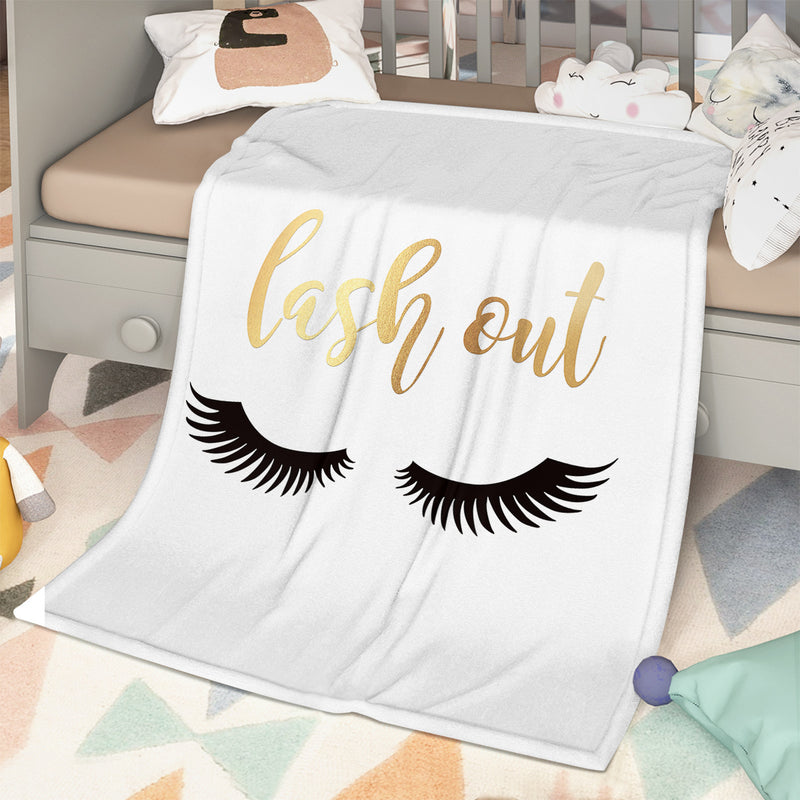 Long Eyelashes Printed Throw Blanket Plush