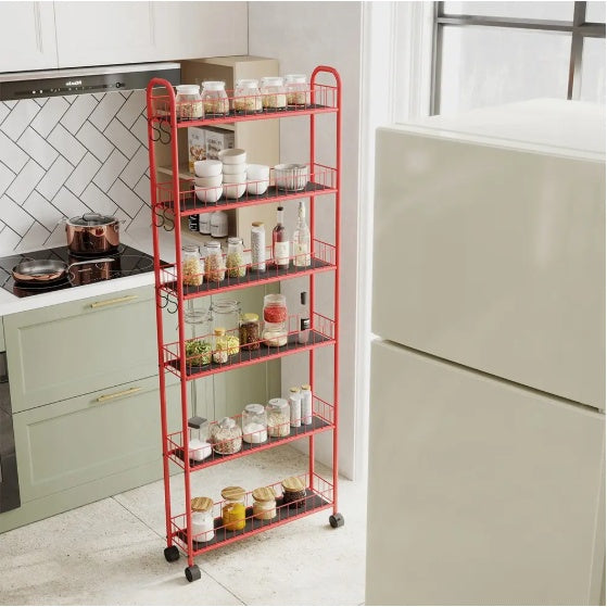 6-Tier Rolling Cart Gap Kitchen Slim Slide Out Storage Tower Rack With Wheels