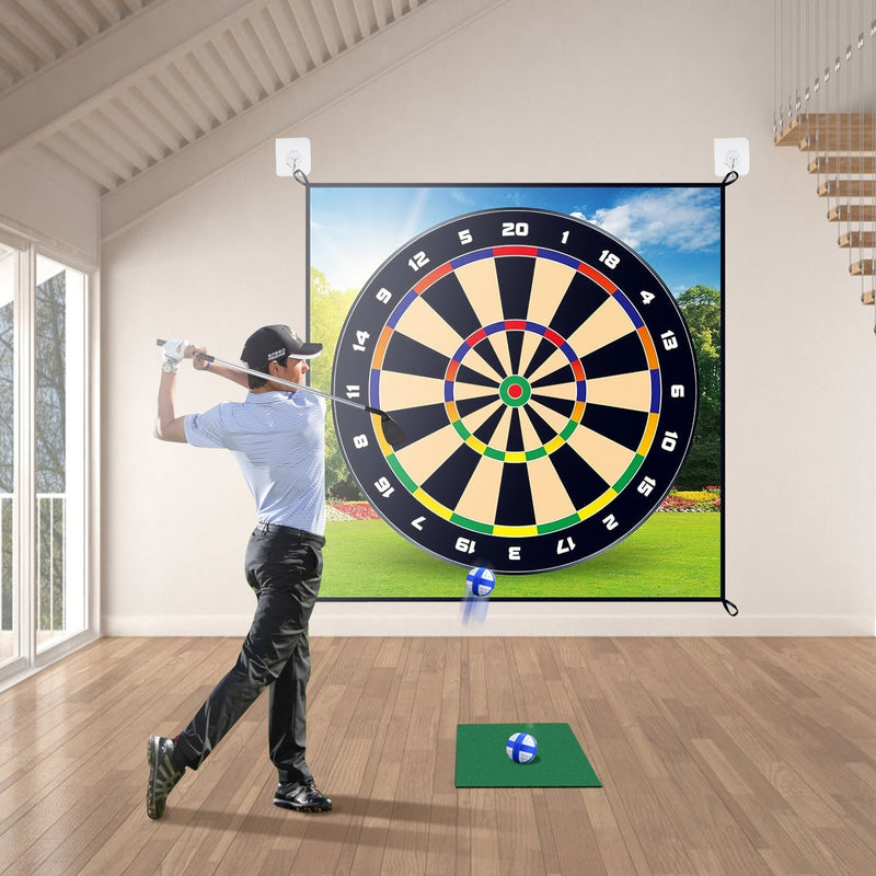 Golf Chipping Dart Game Mat Set With 20 Sticky Balls