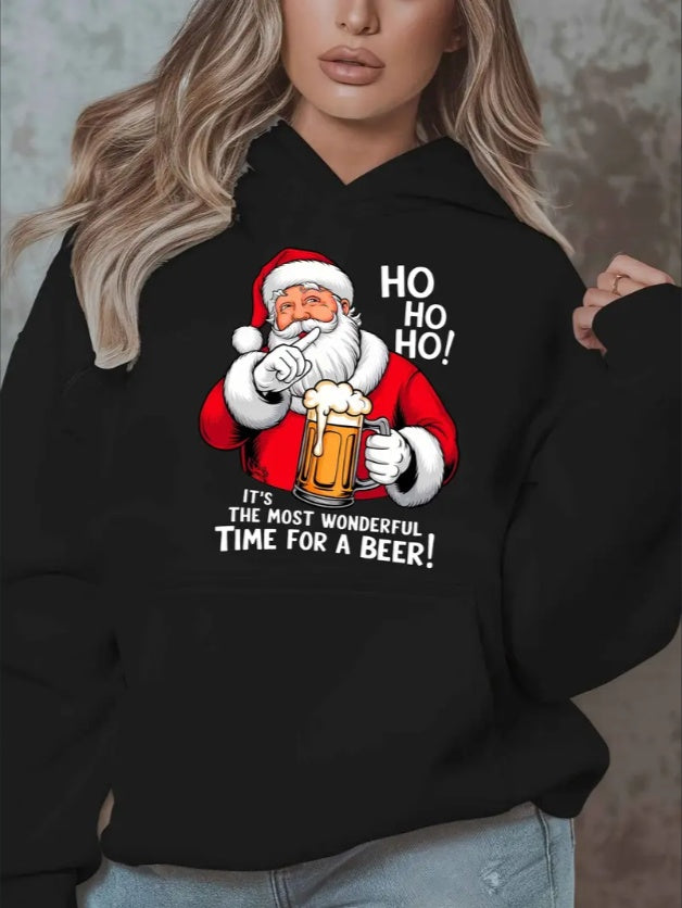 Festive Christmas Graphic Hoodie For Women