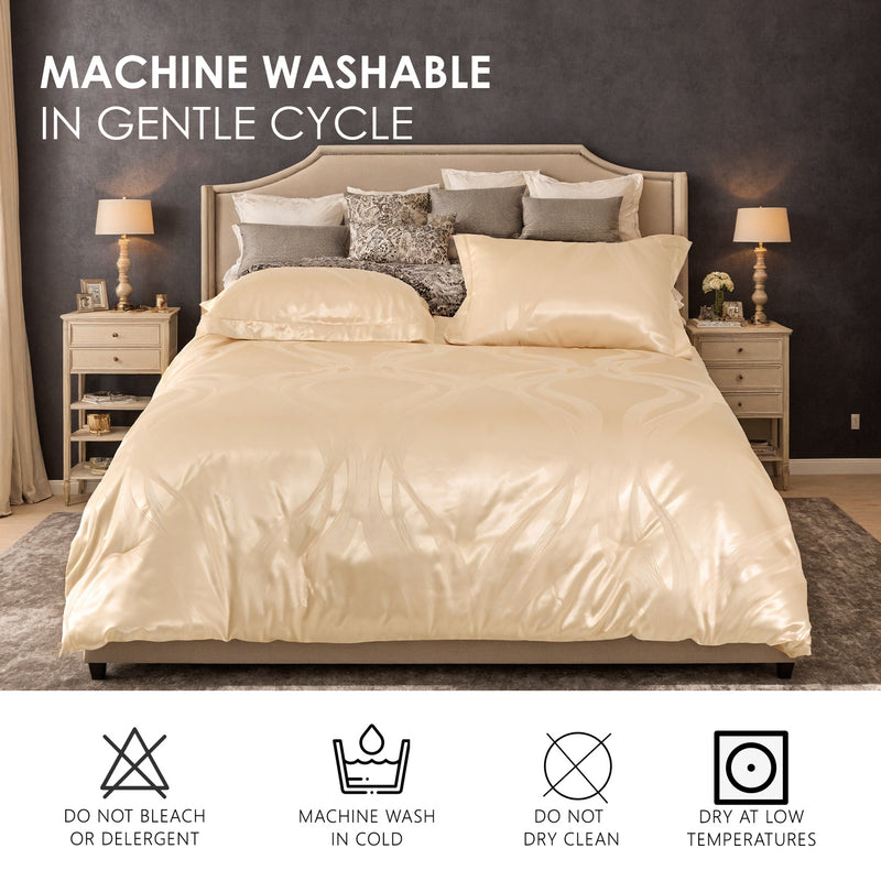 Luxurious Satin Microfiber Bedding Set Double-sided Jacquard Pattern