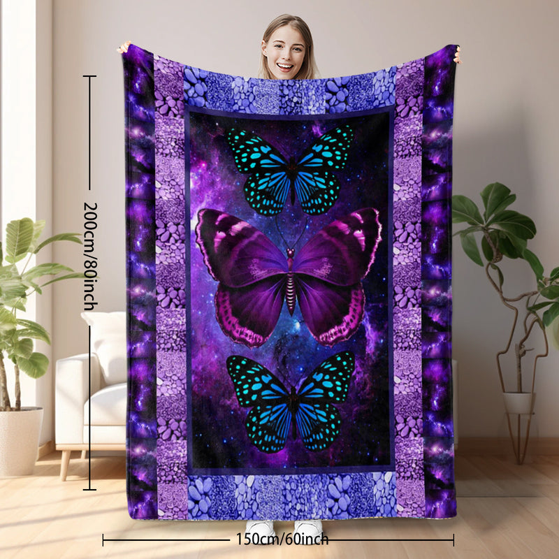 Cozy Butterfly Printed Flannel Blanket