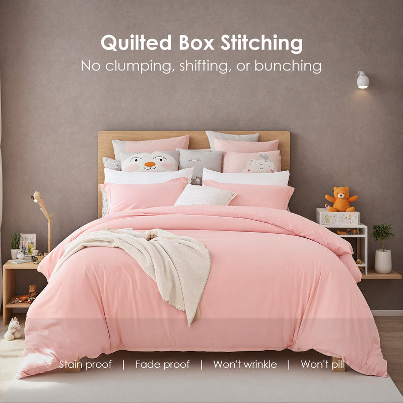 Three-piece Bedding Set With Solid Color Quilt Cover And Pillowcase