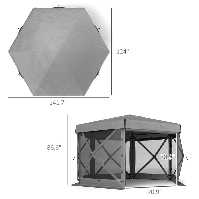12 X 12 Hexagonal Up Gazebo Canopy Tent With 5 Sidewalls