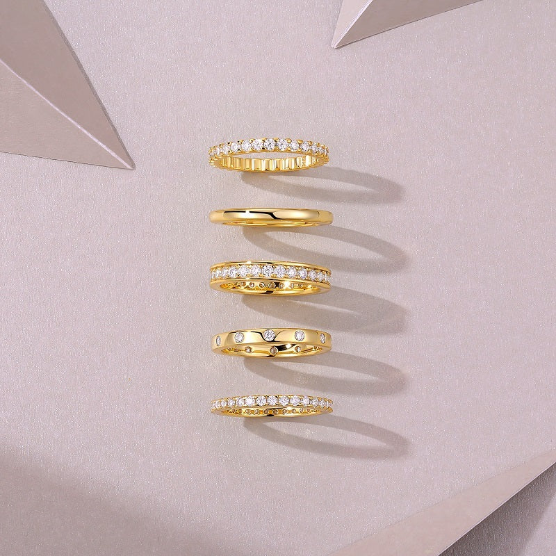 Golden Stars - Fashionable Men's And Women's Ring And Ring Jewelry Set