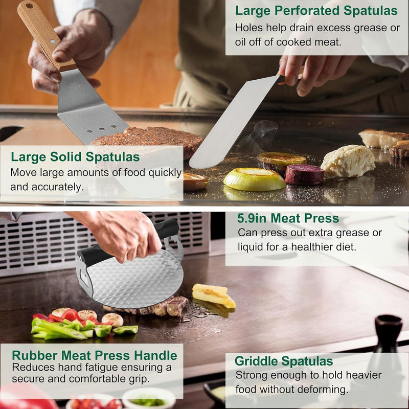 Grilljoy Griddle Accessories Set With Robust Plastic Handle