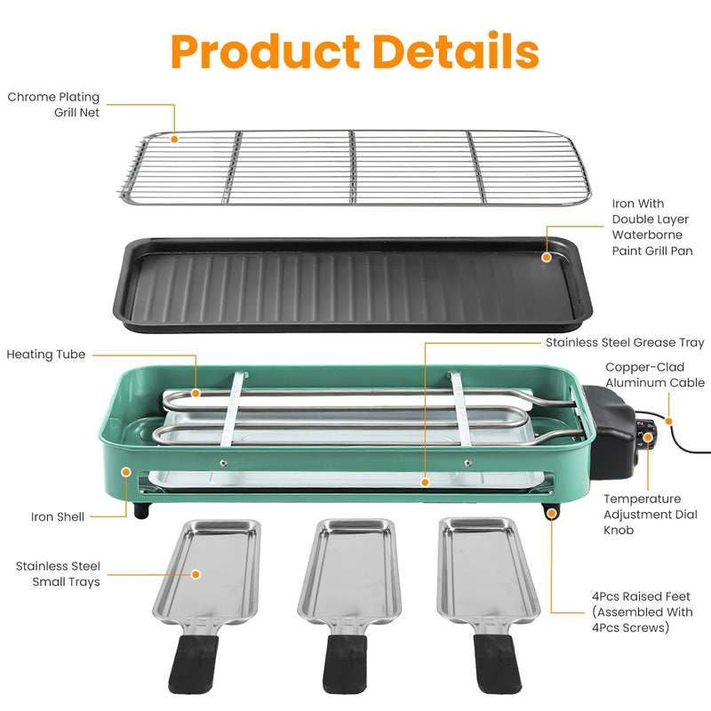 1Pc 2000W Electric Indoor Grill 2 In 1 Electric BBQ Gill