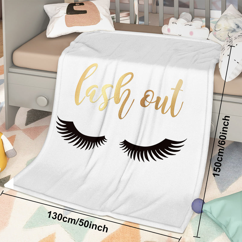 Long Eyelashes Printed Throw Blanket Plush