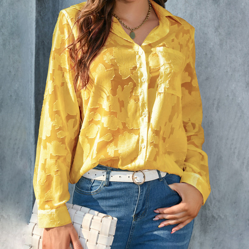 Womens Casual Sheer Button Down Shirts Long Sleeve
