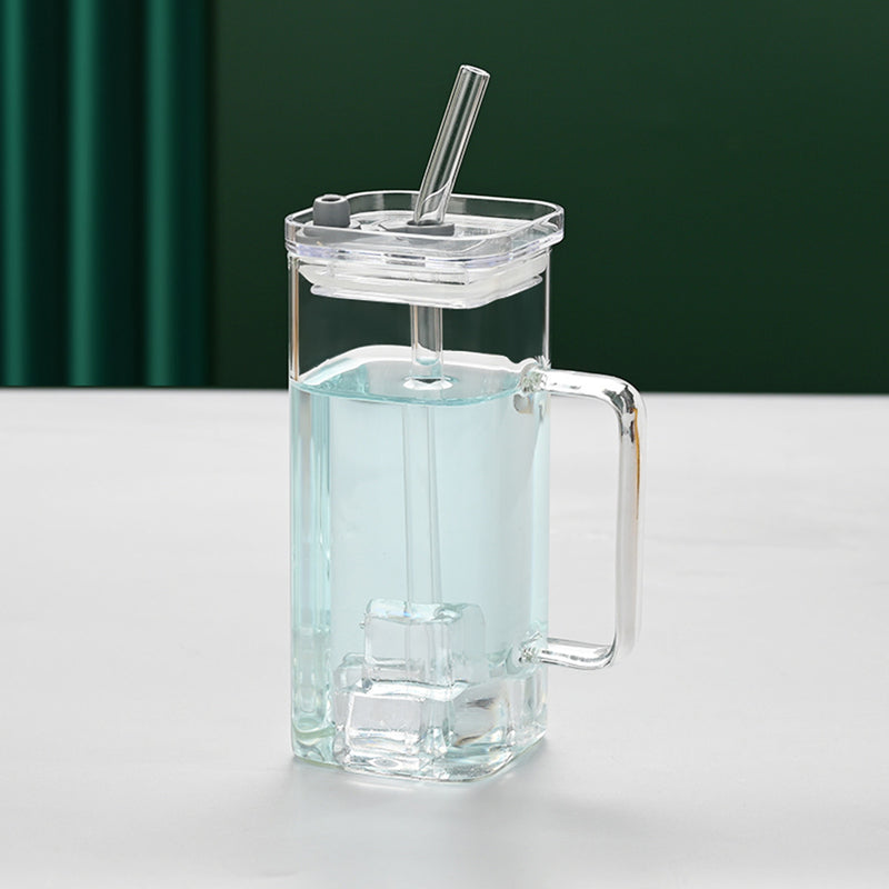 1 Pcs Transparent Glass Straw Cup