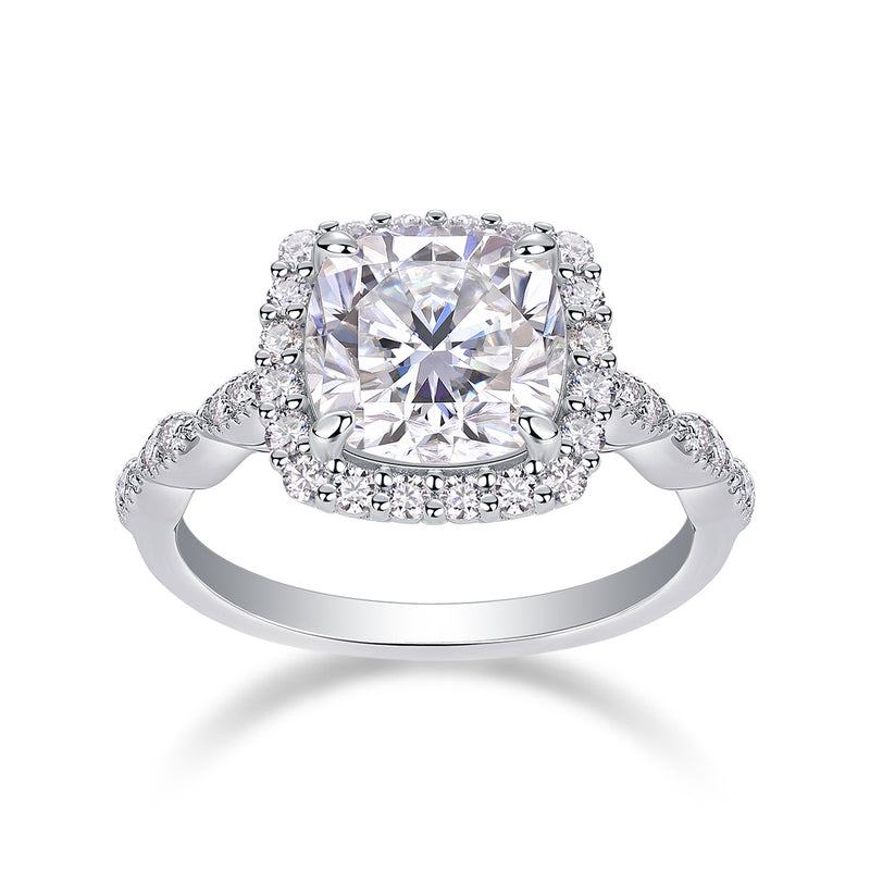 Gorgeous Square Diamond - Set With Moissan S925 Sterling Silver And Platinum-plated Diamond Ring, Fashionable Diamond Jewelry