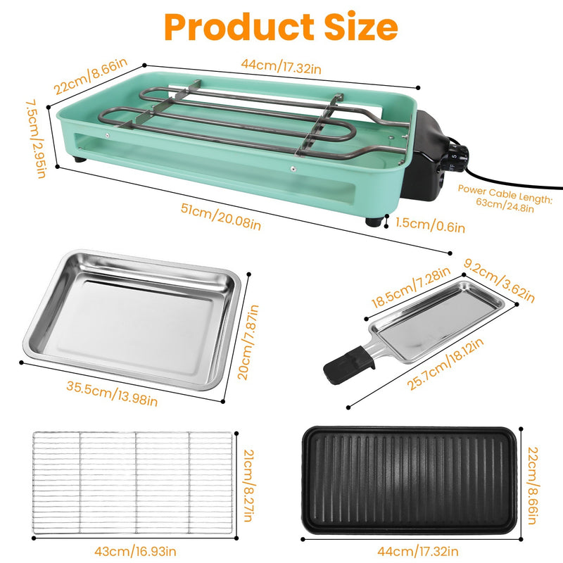 1Pc 2000W Electric Indoor Grill 2 In 1 Electric BBQ Gill