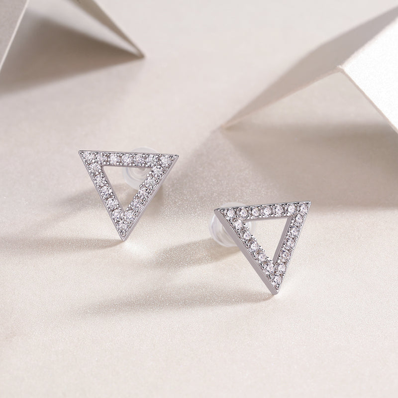 Unique - Set With Moissanite S925 Sterling Silver And Platinum-plated Stud Earrings