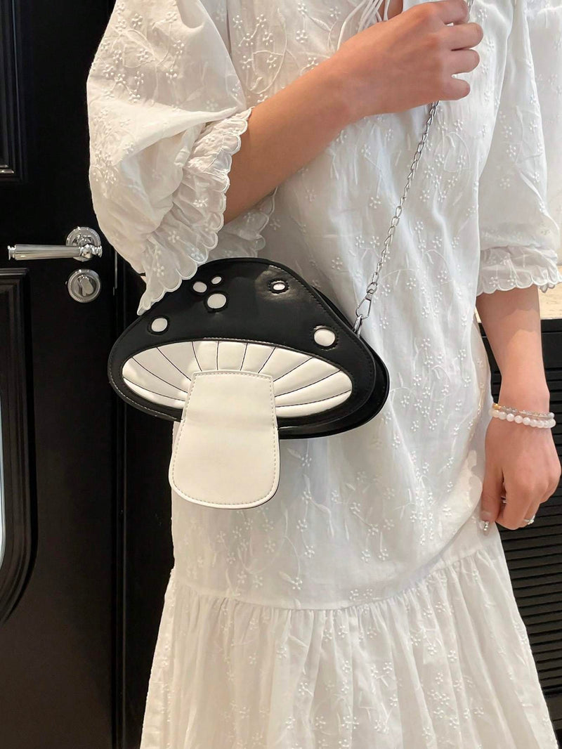 Foreign  2025 Summer New Contrast Color Simulation Mushroom Crossbody Chain Bag