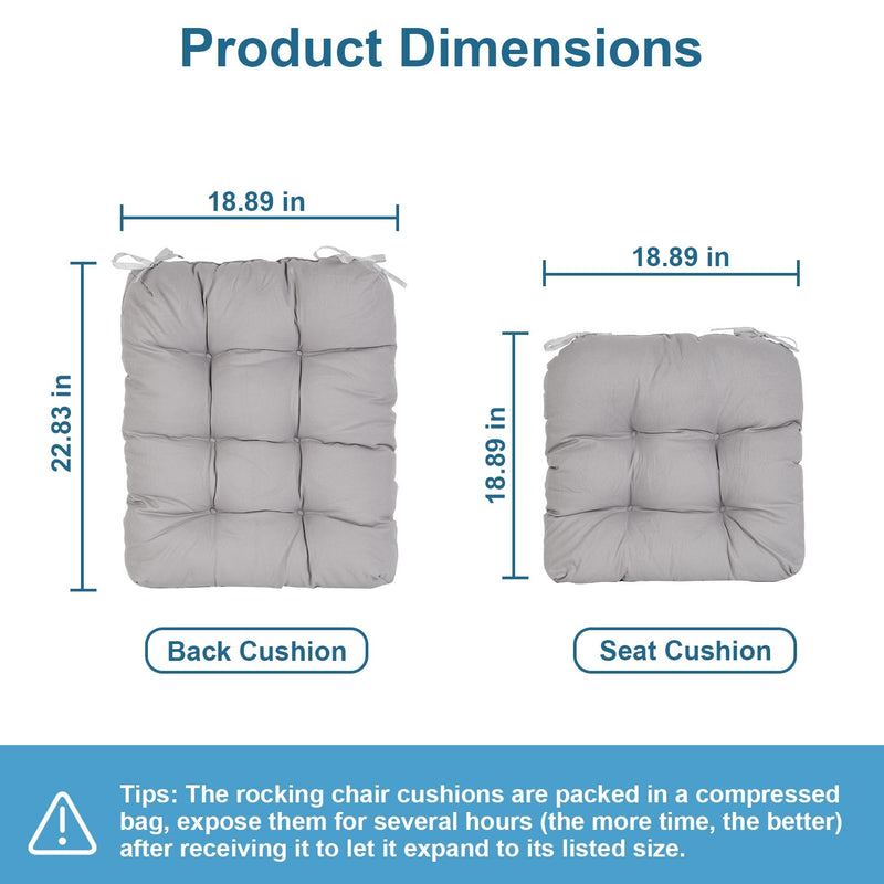 2Pcs Waterproof Rocking Chair Cushion Upper And Lower Back And Seat Sets