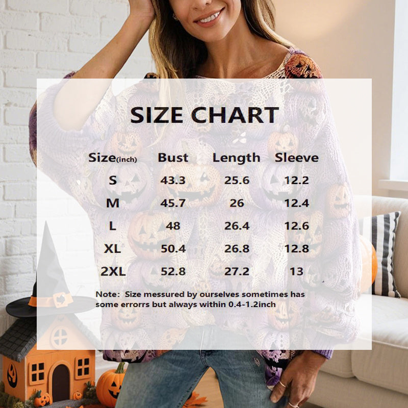 Women's Diamond Halloween Out Batwing Sleeve Top - Loose Fit