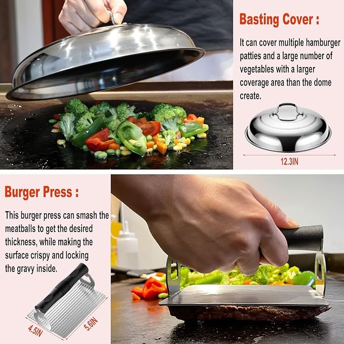 37PC Flat Top Grill Accessories Set - Must Have for Your Outdoor with Professional Griddle Spatula