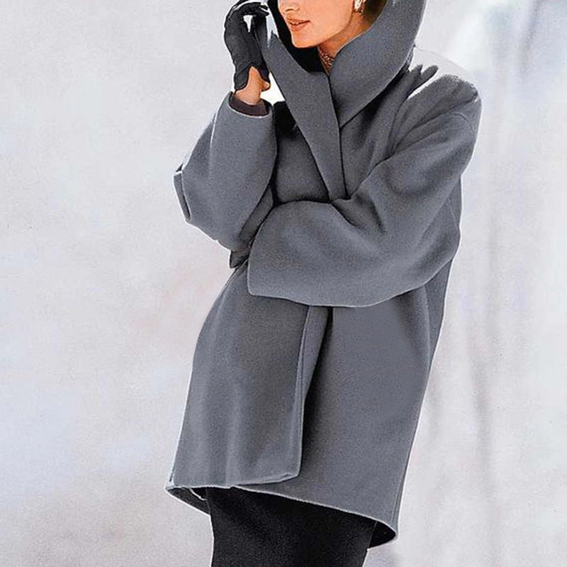 Women's Oversized Hooded Wool-Like Long Coat