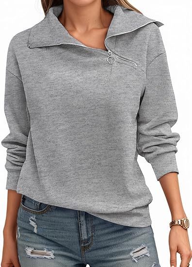 Womens Zipper Sweatshirt Turtleneck Long Sleeve