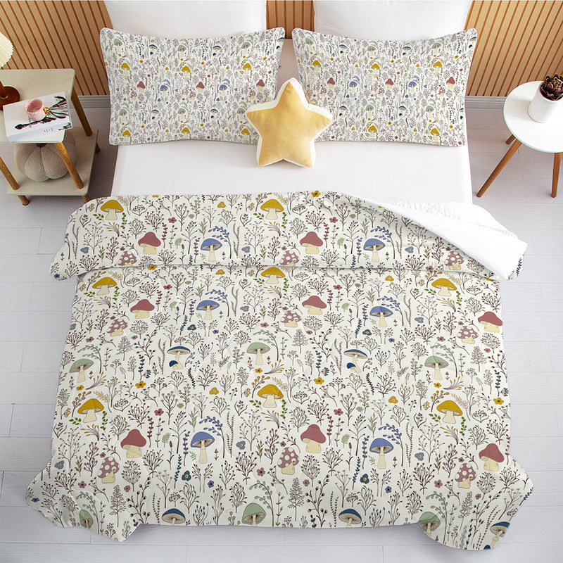 3 Pieces Mushroom Decoration Comforter Set Soft Bedding Set