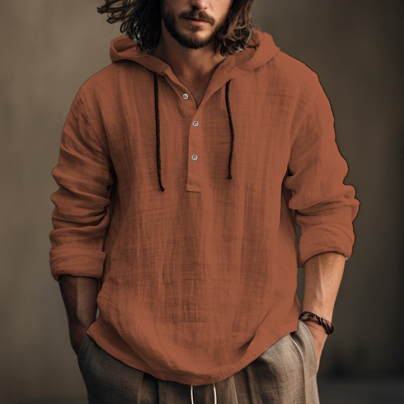 New Wish Cotton Linen Shirt Hooded Sweater